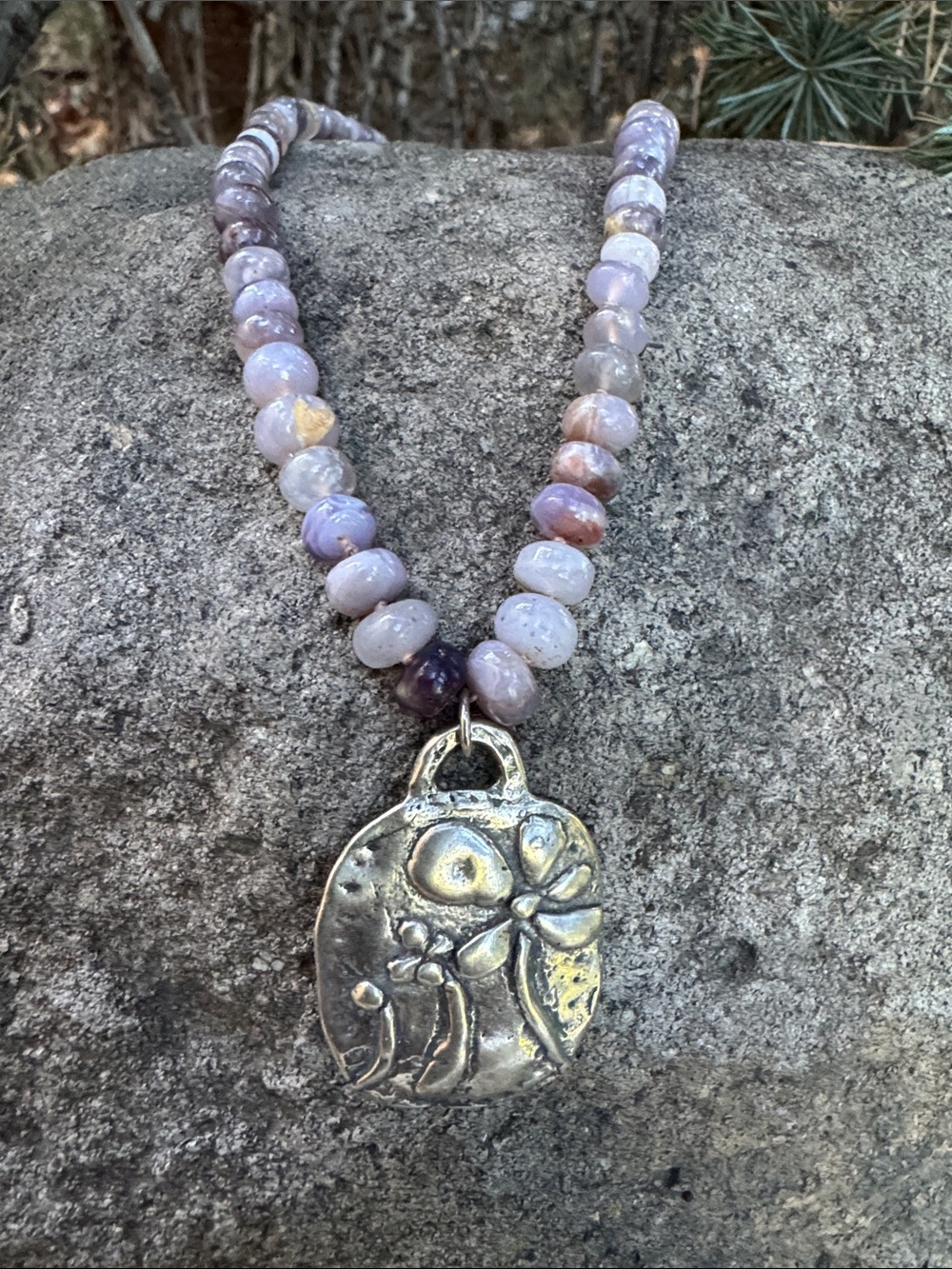 NWT Jes Maharry Sundance Catalog Amethyst Quartz Silver “Purple Bloom Necklace”